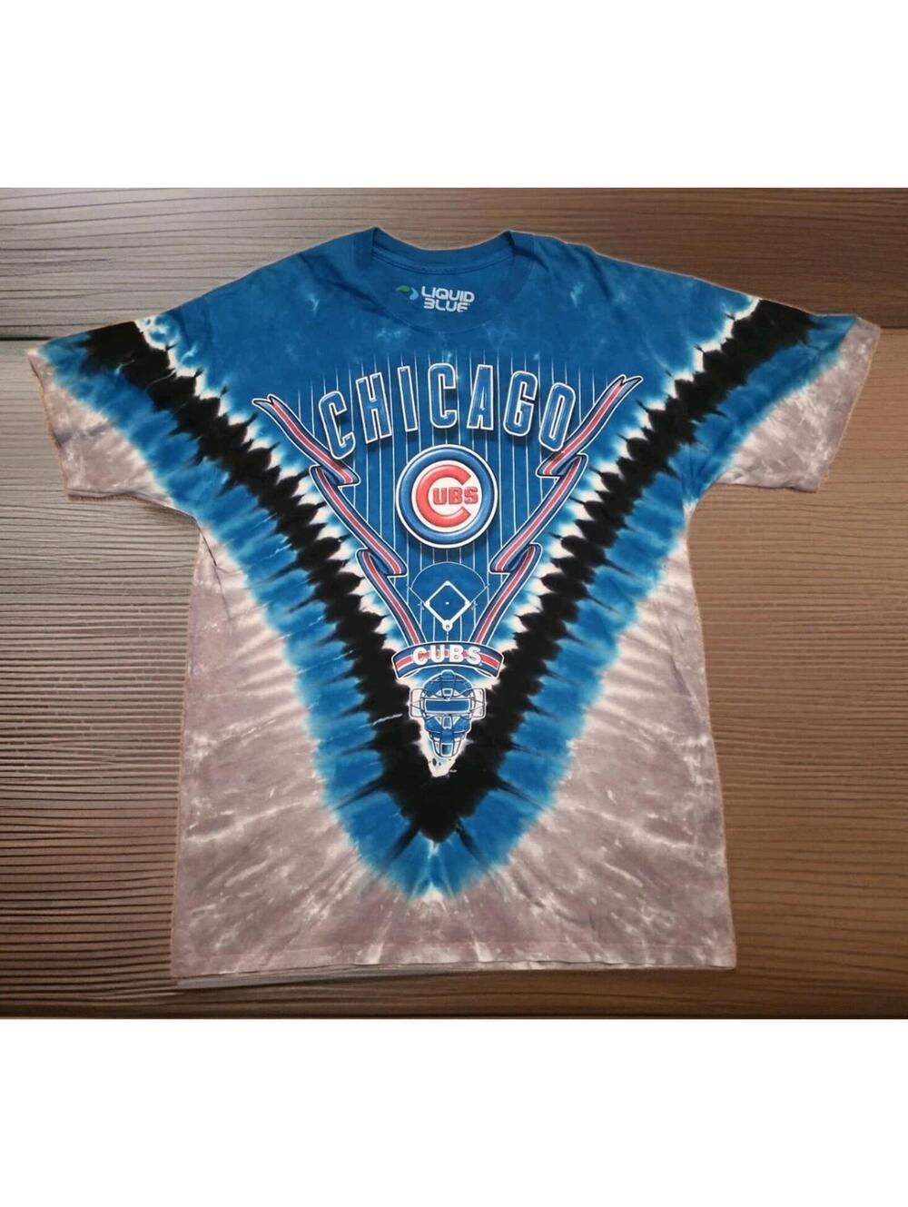 Liquid Blue Chicago Cubs Tie-Dye T-Shirt Men's Large Double-Sided (094)